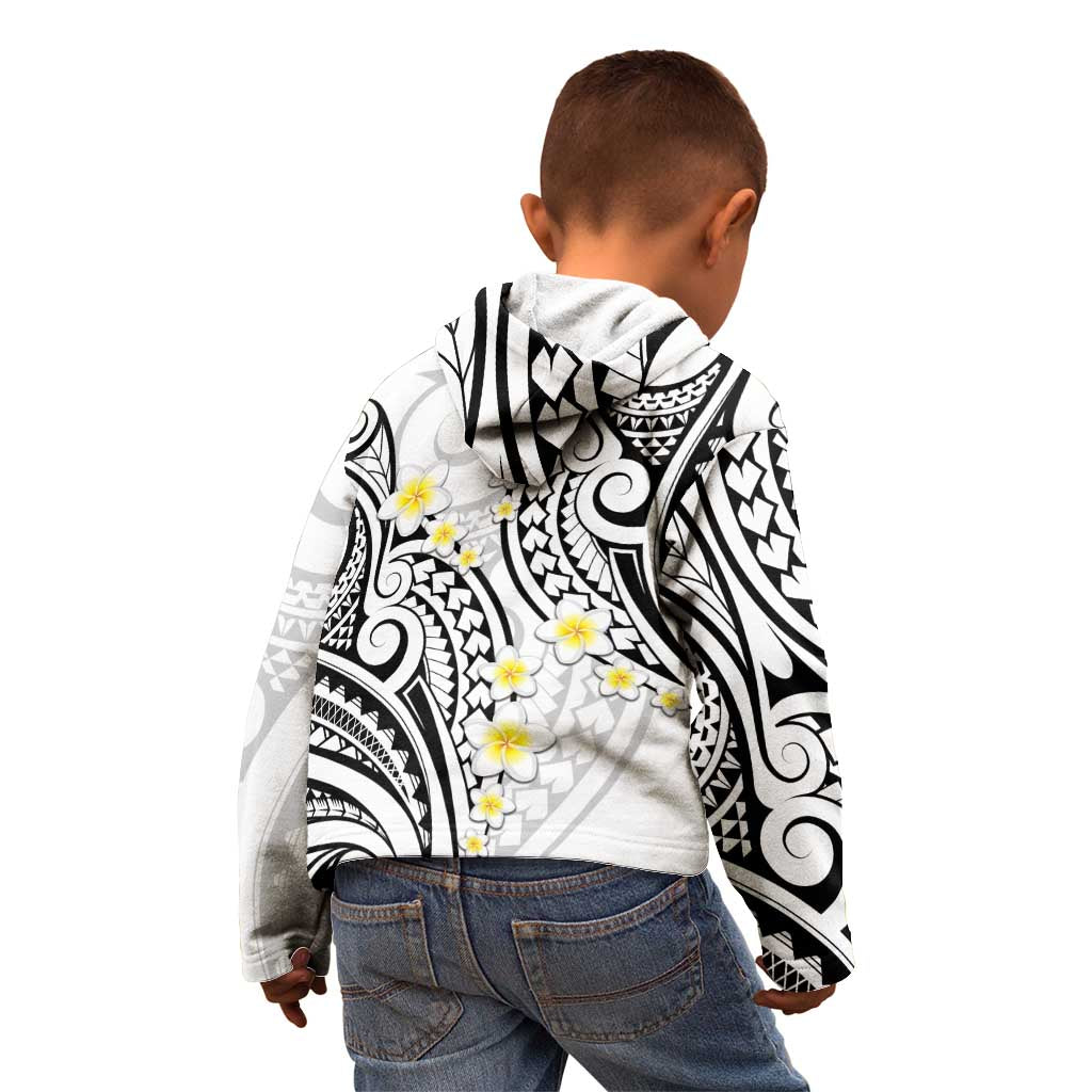 Plumeria With White Polynesian Tattoo Pattern Kid Hoodie