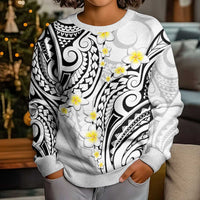 Plumeria With White Polynesian Tattoo Pattern Kid Ugly Christmas Sweater