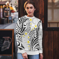 Plumeria With White Polynesian Tattoo Pattern Ugly Christmas Sweater