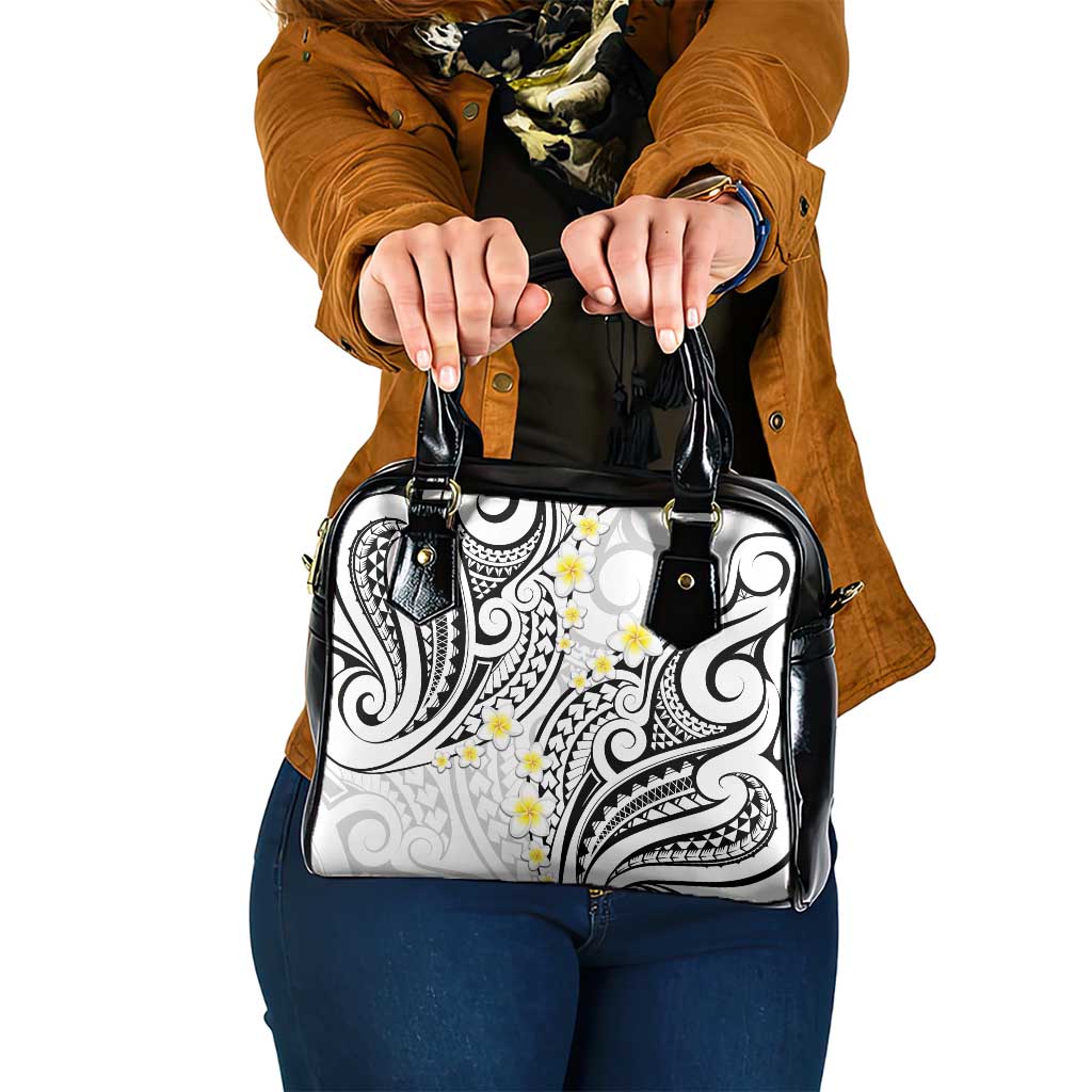 Plumeria With White Polynesian Tattoo Pattern Shoulder Handbag LT05 One Size White - Polynesian Pride