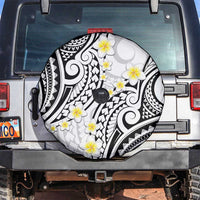 Plumeria With White Polynesian Tattoo Pattern Spare Tire Cover LT05 White - Polynesian Pride