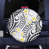 Plumeria With White Polynesian Tattoo Pattern Spare Tire Cover LT05 - Polynesian Pride