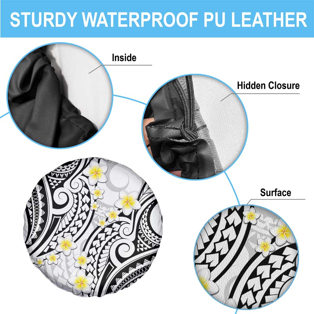 Plumeria With White Polynesian Tattoo Pattern Spare Tire Cover LT05 - Polynesian Pride