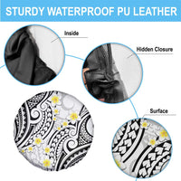 Plumeria With White Polynesian Tattoo Pattern Spare Tire Cover LT05 - Polynesian Pride