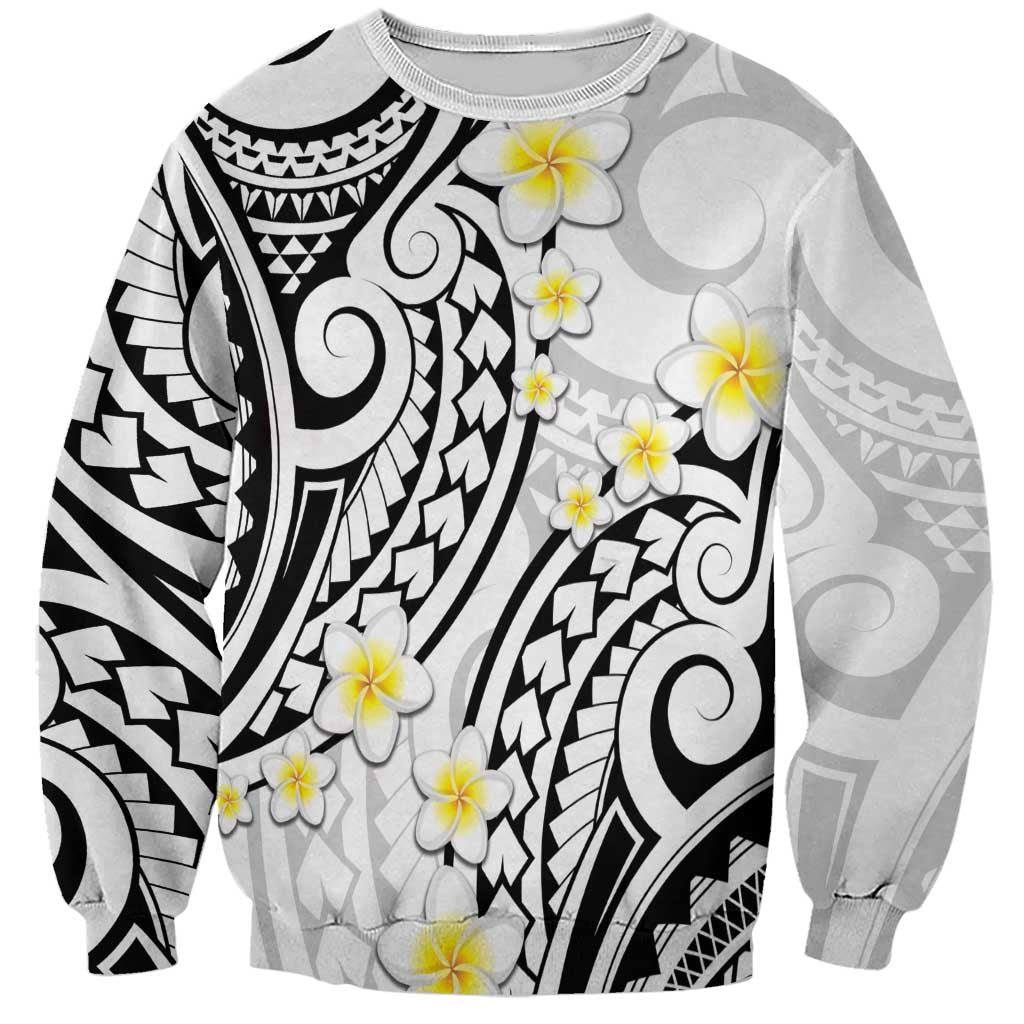 Plumeria With White Polynesian Tattoo Pattern Sweatshirt