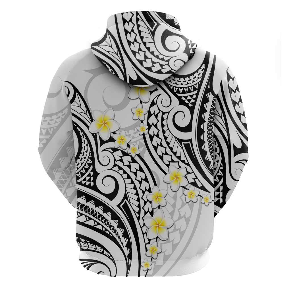 Plumeria With White Polynesian Tattoo Pattern Zip Hoodie LT05 - Polynesian Pride