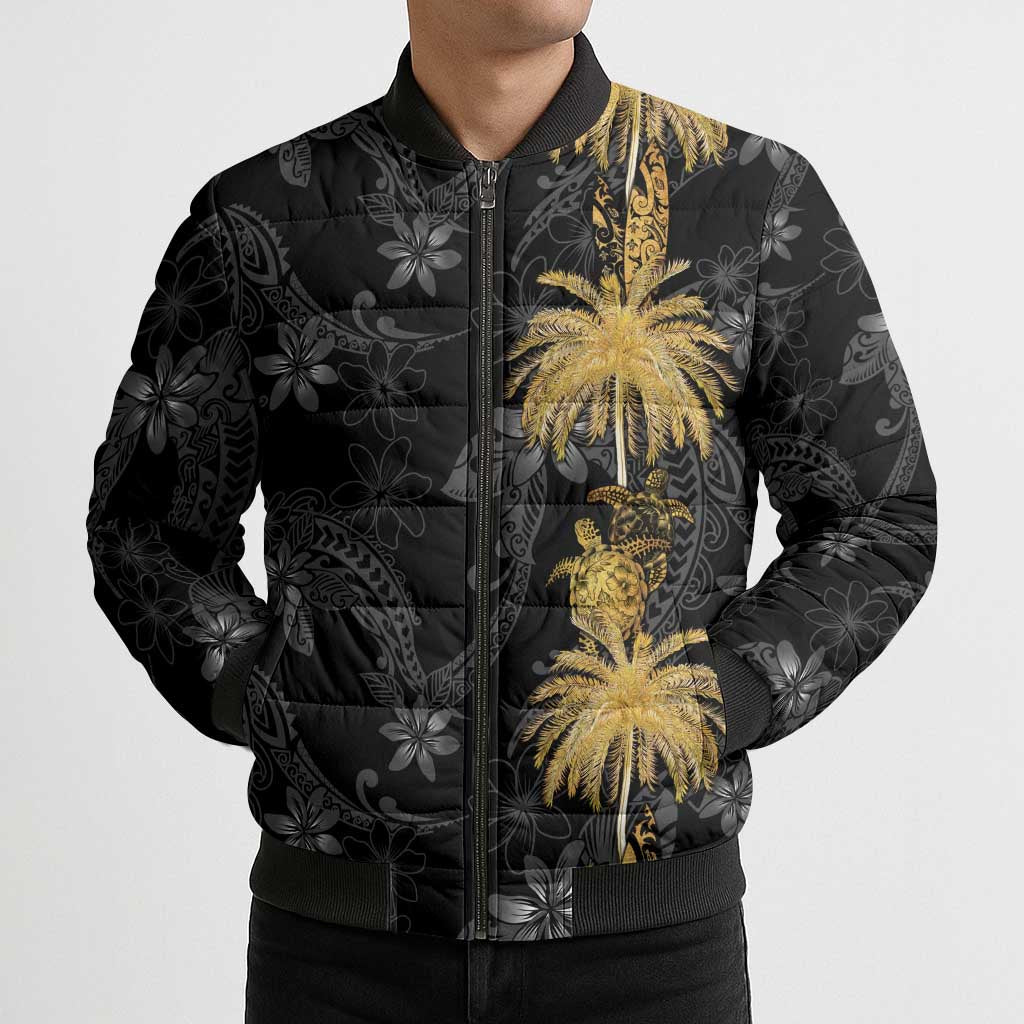 Hawaiian Honu And Surfboards Bomber Puffer Jacket Gold Style LT05 - Polynesian Pride