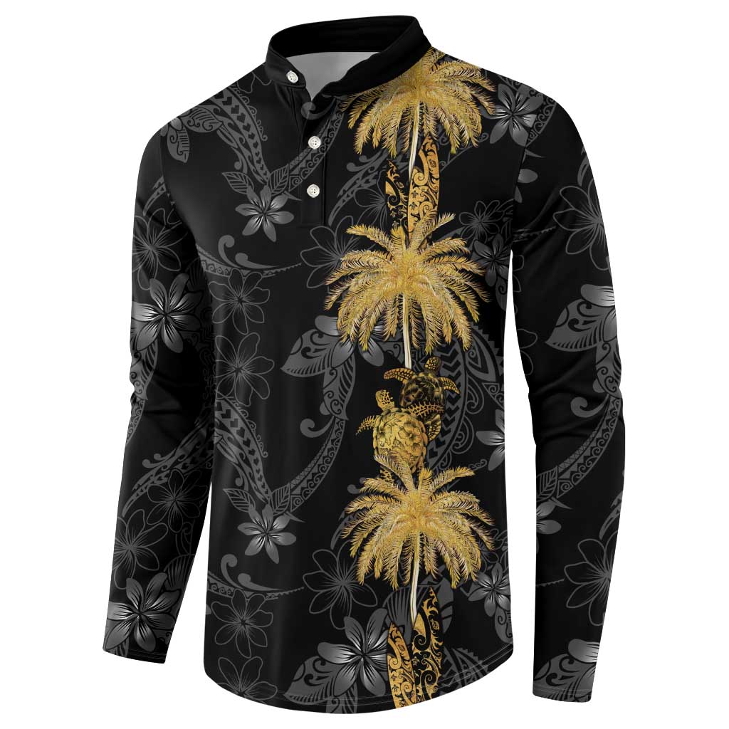 Hawaiian Honu And Surfboards Button Sweatshirt Gold Style - Polynesian Pride