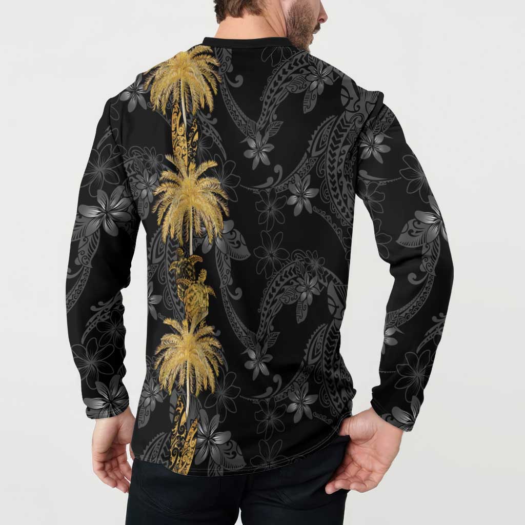 Hawaiian Honu And Surfboards Button Sweatshirt Gold Style - Polynesian Pride