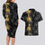 Hawaiian Honu And Surfboards Couples Matching Long Sleeve Bodycon Dress and Hawaiian Shirt Gold Style - Polynesian Pride