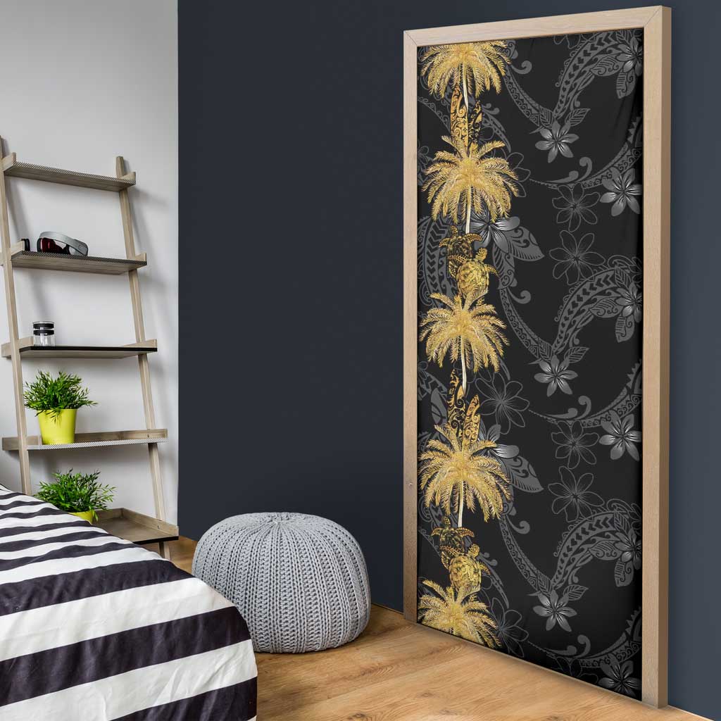 Hawaiian Honu And Surfboards Door Cover Gold Style - Polynesian Pride
