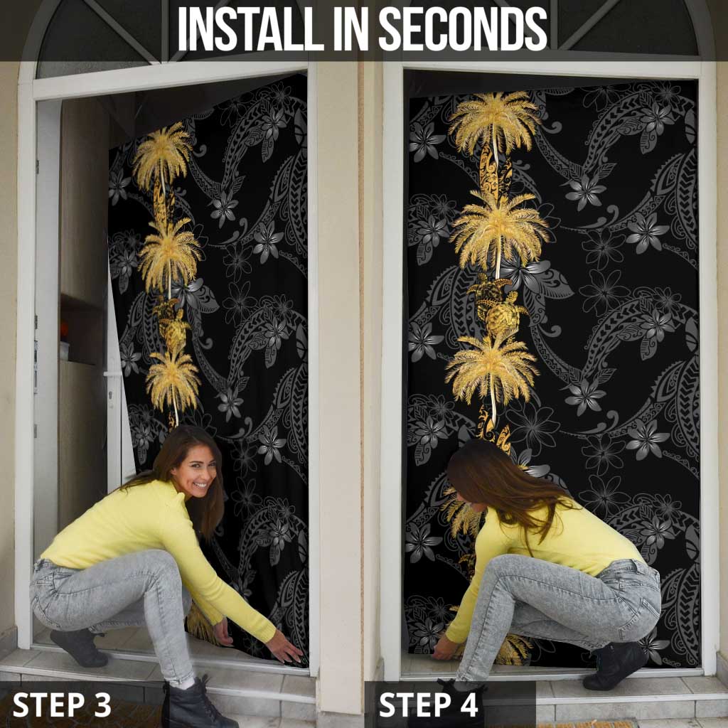 Hawaiian Honu And Surfboards Door Cover Gold Style - Polynesian Pride