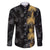 Hawaiian Honu And Surfboards Family Matching Off The Shoulder Long Sleeve Dress and Hawaiian Shirt Gold Style - Polynesian Pride