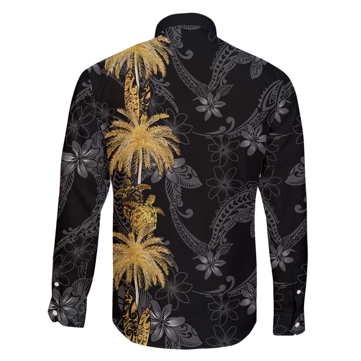 Hawaiian Honu And Surfboards Family Matching Off The Shoulder Long Sleeve Dress and Hawaiian Shirt Gold Style - Polynesian Pride