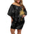 Hawaiian Honu And Surfboards Family Matching Off Shoulder Short Dress and Hawaiian Shirt Gold Style - Polynesian Pride