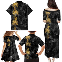 Hawaiian Honu And Surfboards Family Matching Puletasi and Hawaiian Shirt Gold Style - Polynesian Pride