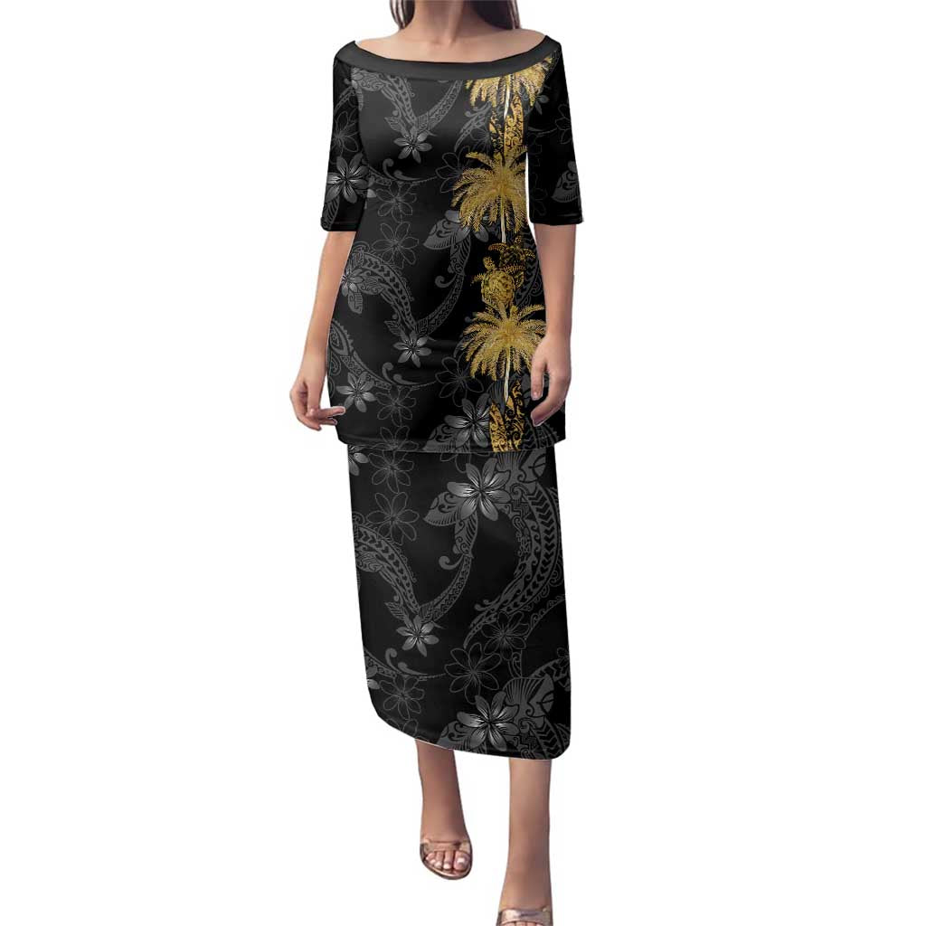 Hawaiian Honu And Surfboards Family Matching Puletasi and Hawaiian Shirt Gold Style - Polynesian Pride