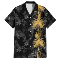 Hawaiian Honu And Surfboards Family Matching Summer Maxi Dress and Hawaiian Shirt Gold Style - Polynesian Pride