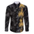 Hawaiian Honu And Surfboards Family Matching Summer Maxi Dress and Hawaiian Shirt Gold Style - Polynesian Pride