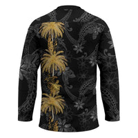 Hawaiian Honu And Surfboards Hockey Jersey Gold Style - Polynesian Pride