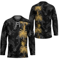 Hawaiian Honu And Surfboards Hockey Jersey Gold Style - Polynesian Pride