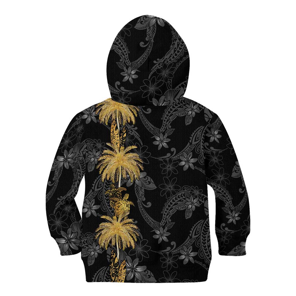 Hawaiian Honu And Surfboards Kid Hoodie Gold Style - Polynesian Pride