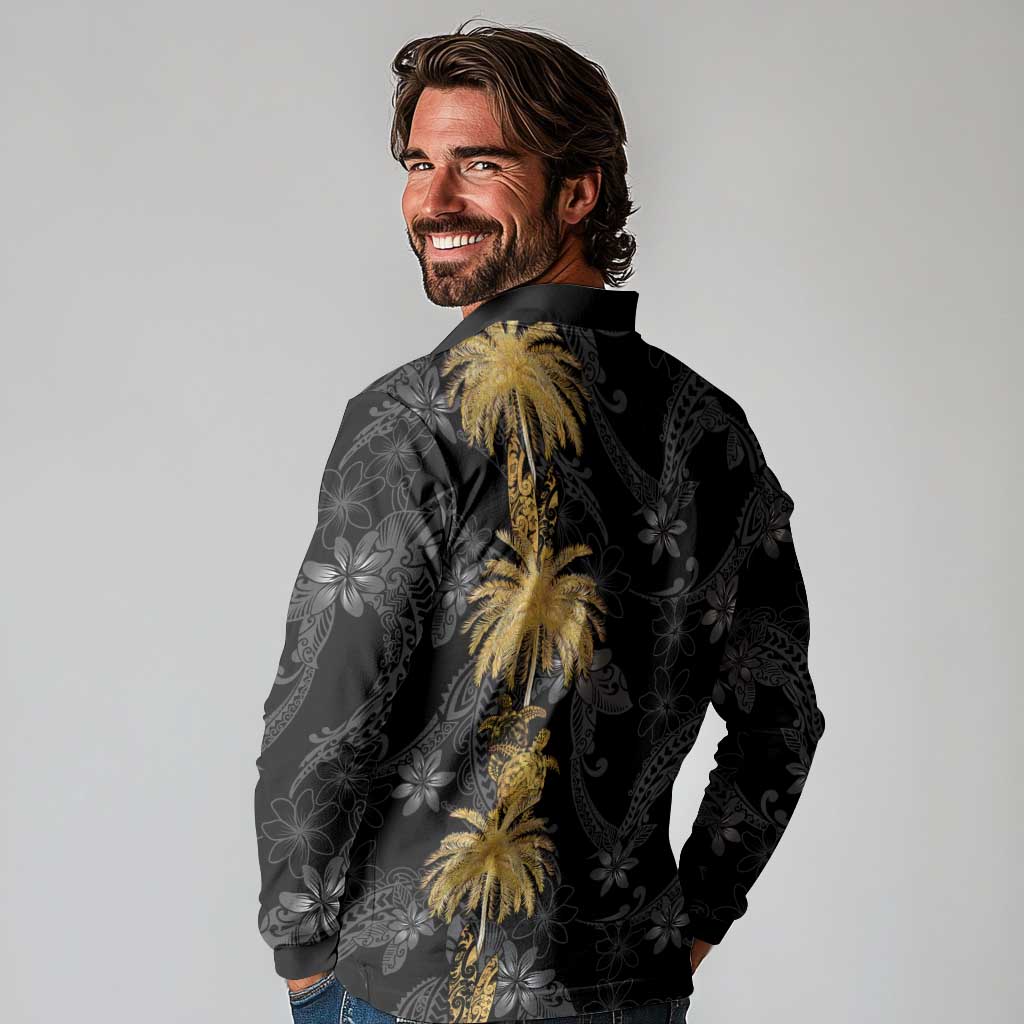 Hawaiian Honu And Surfboards Long Sleeve Polo Shirt Gold Style - Polynesian Pride