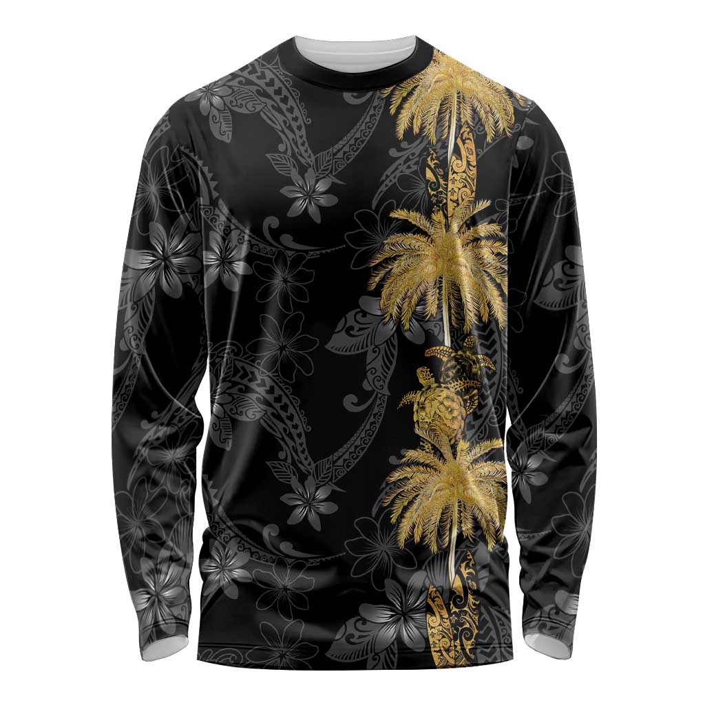 Hawaiian Honu And Surfboards Long Sleeve Shirt Gold Style LT05 Unisex Gold - Polynesian Pride