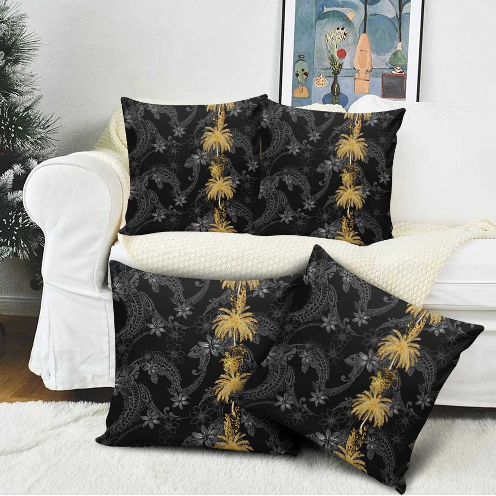 Hawaiian Honu And Surfboards Pillow Cover Gold Style - Polynesian Pride