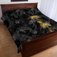 Hawaiian Honu And Surfboards Quilt Bed Set Gold Style - Polynesian Pride