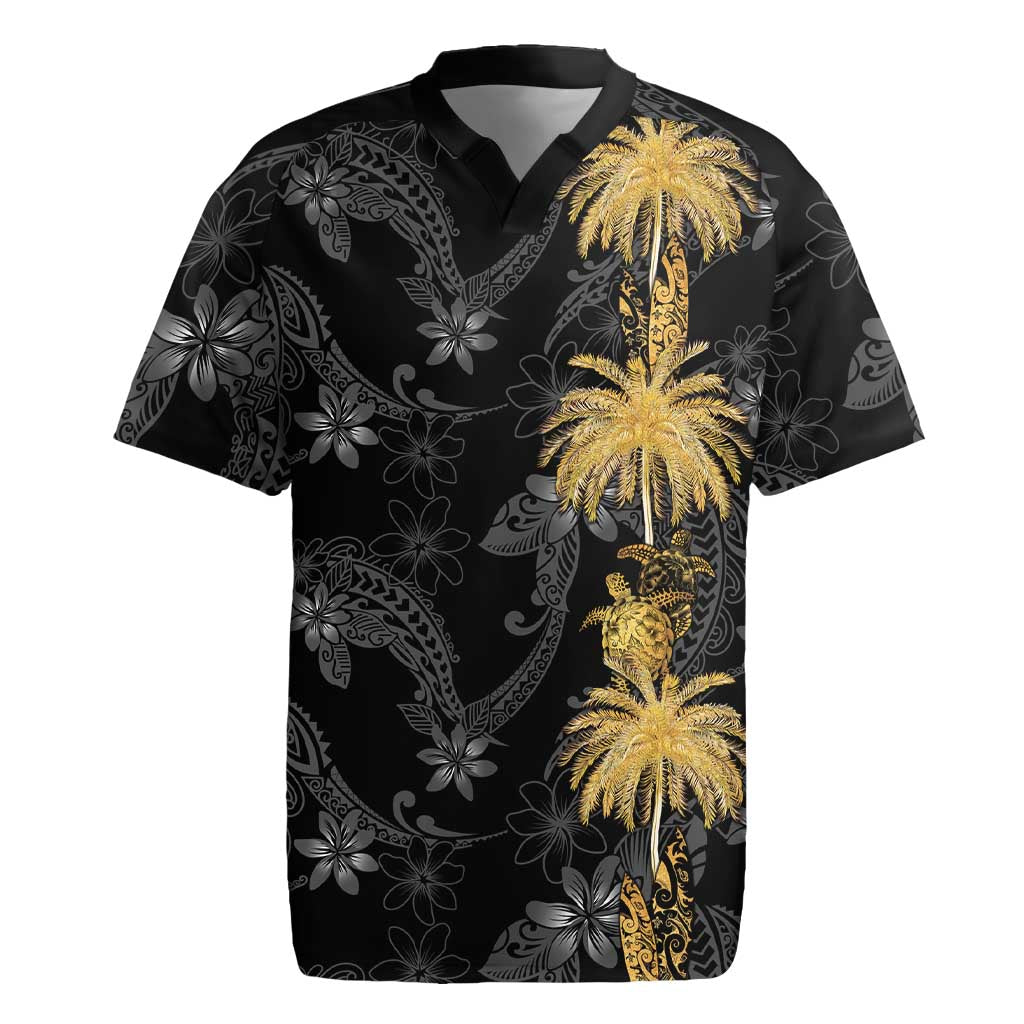 Hawaiian Honu And Surfboards Rugby Jersey Gold Style - Polynesian Pride