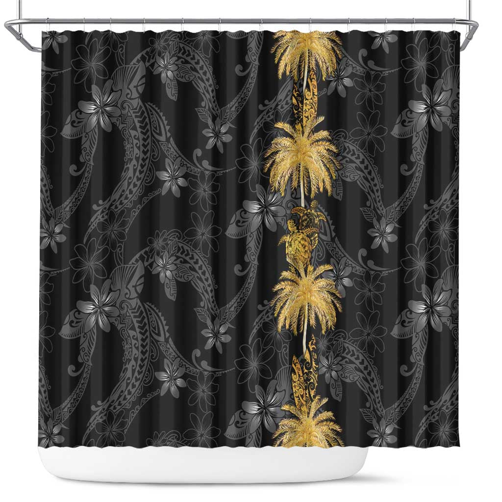 Hawaiian Honu And Surfboards Shower Curtain Gold Style - Polynesian Pride