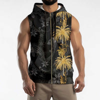 Hawaiian Honu And Surfboards Sleeveless Zip Hoodie Gold Style - Polynesian Pride