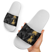Hawaiian Honu And Surfboards Slide Sandals Gold Style - Polynesian Pride