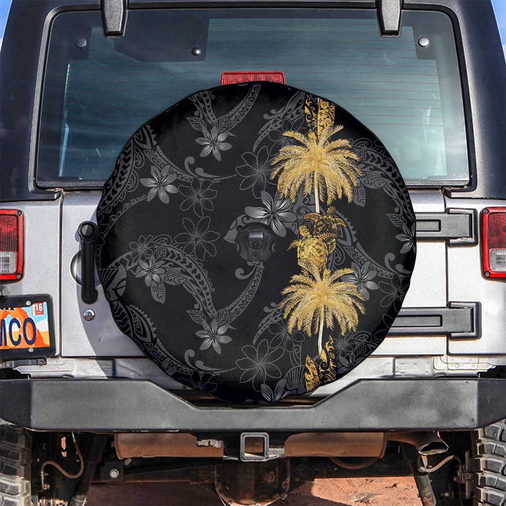 Hawaiian Honu And Surfboards Spare Tire Cover Gold Style - Polynesian Pride