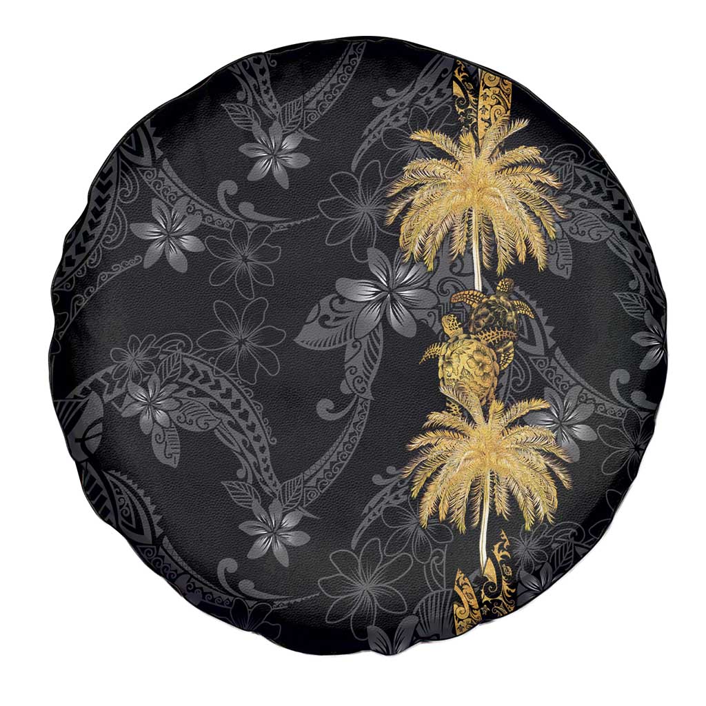 Hawaiian Honu And Surfboards Spare Tire Cover Gold Style - Polynesian Pride