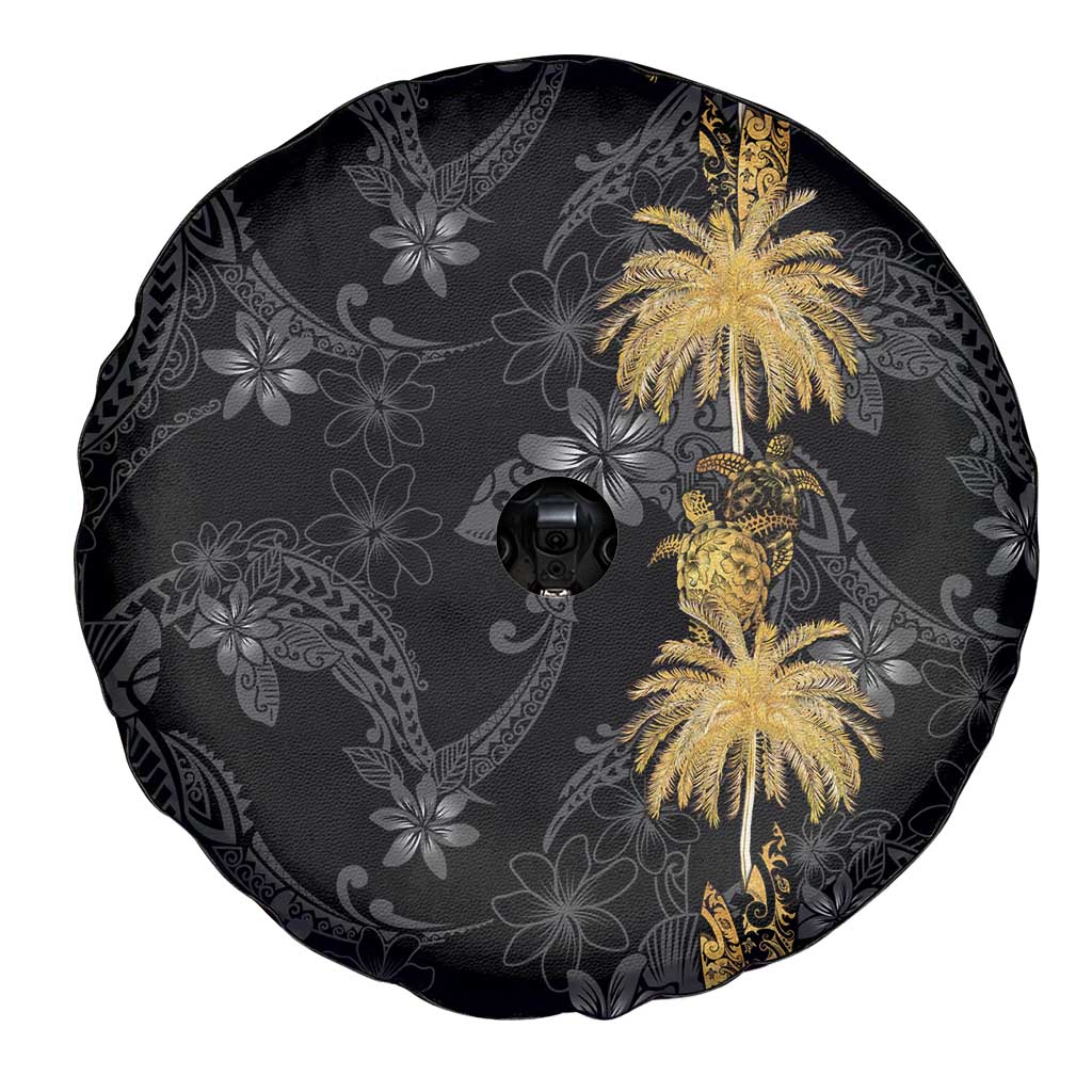 Hawaiian Honu And Surfboards Spare Tire Cover Gold Style - Polynesian Pride