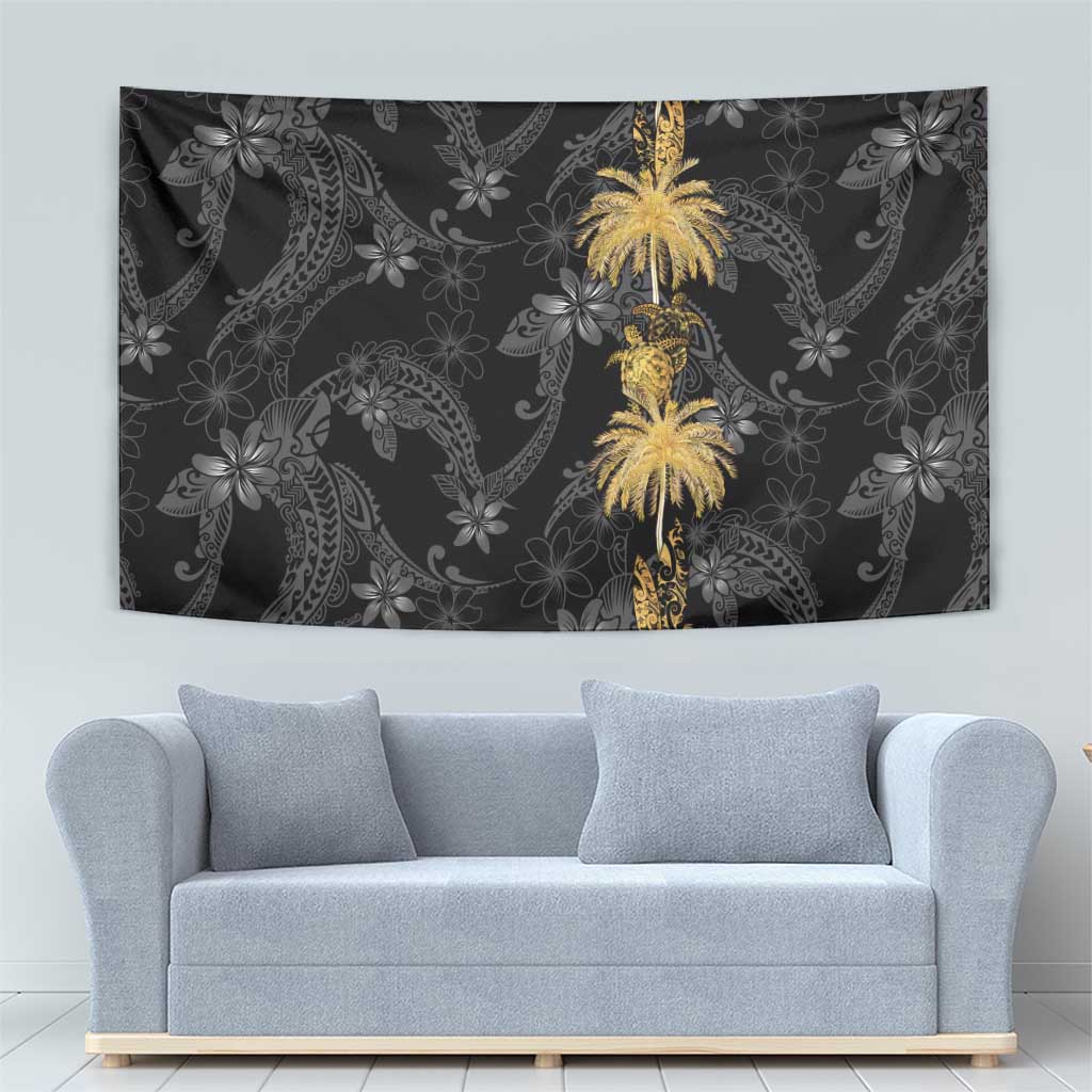 Hawaiian Honu And Surfboards Tapestry Gold Style - Polynesian Pride
