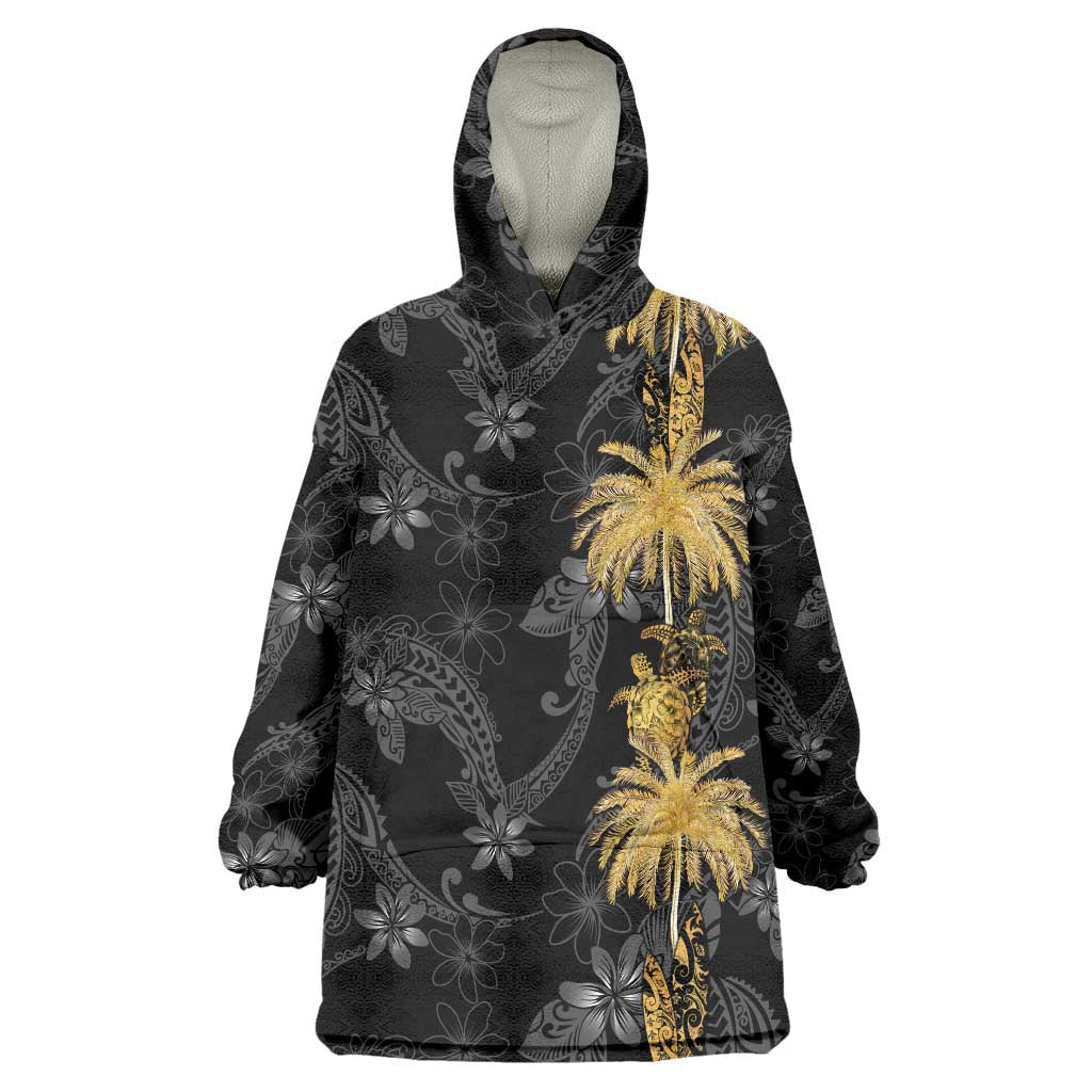 Hawaiian Honu And Surfboards Wearable Blanket Hoodie Gold Style LT05 One Size Gold - Polynesian Pride