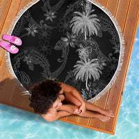 Hawaiian Honu And Surfboards Beach Blanket Silver Style - Polynesian Pride