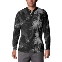 Hawaiian Honu And Surfboards Button Sweatshirt Silver Style - Polynesian Pride