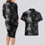 Hawaiian Honu And Surfboards Couples Matching Long Sleeve Bodycon Dress and Hawaiian Shirt Silver Style - Polynesian Pride