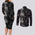 Hawaiian Honu And Surfboards Couples Matching Long Sleeve Bodycon Dress and Long Sleeve Button Shirt Silver Style - Polynesian Pride