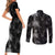 Hawaiian Honu And Surfboards Couples Matching Short Sleeve Bodycon Dress and Long Sleeve Button Shirt Silver Style - Polynesian Pride