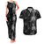 Hawaiian Honu And Surfboards Couples Matching Tank Maxi Dress and Hawaiian Shirt Silver Style - Polynesian Pride