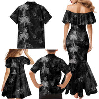 Hawaiian Honu And Surfboards Family Matching Mermaid Dress and Hawaiian Shirt Silver Style - Polynesian Pride