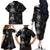 Hawaiian Honu And Surfboards Family Matching Off The Shoulder Long Sleeve Dress and Hawaiian Shirt Silver Style - Polynesian Pride