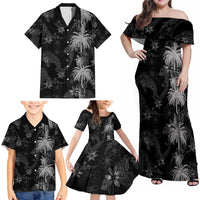 Hawaiian Honu And Surfboards Family Matching Off Shoulder Maxi Dress and Hawaiian Shirt Silver Style - Polynesian Pride