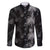 Hawaiian Honu And Surfboards Family Matching Off Shoulder Short Dress and Hawaiian Shirt Silver Style - Polynesian Pride
