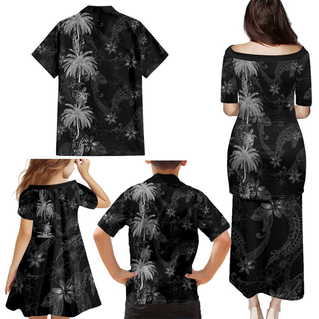 Hawaiian Honu And Surfboards Family Matching Puletasi and Hawaiian Shirt Silver Style - Polynesian Pride